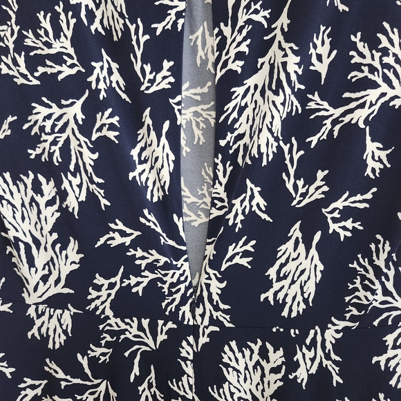 Michael Kors Navy and White Coral Pattern Midi Dress - Picture 6 of 6